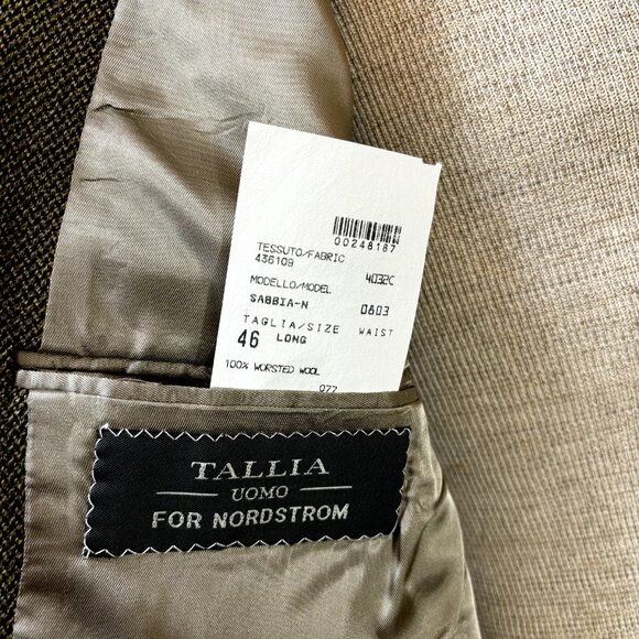 Tallia Uomo For Nordstrom Men's‎ Sport Coat Blazer 46L Wool Textured Suit Jacket - Picture 11 of 12